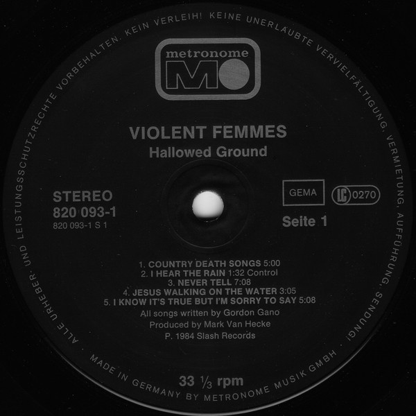 Violent Femmes - Hallowed Ground | Metronome (820 093-1) - 3