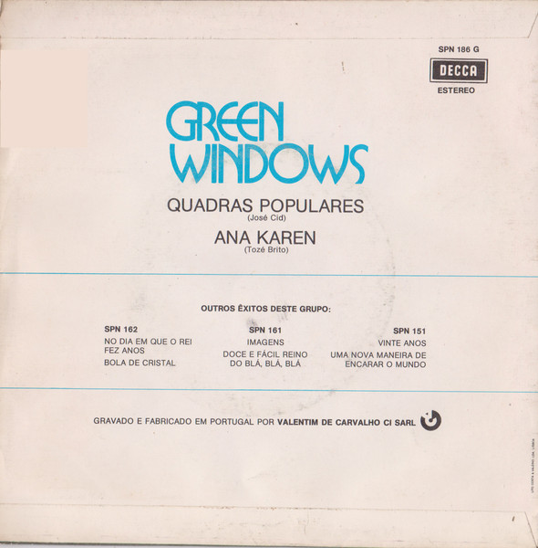 Green Windows - Quadras Populares | Decca (SPN 186 G) - 2