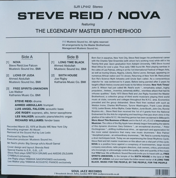 Steve Reid Featuring The Legendary Master Brotherhood - Nova | Soul Jazz Records (SJR LP442) - 2 Steve Reid Featuring The Legendary Master Brotherhood - Nova | Soul Jazz Records (SJR LP442) - 2