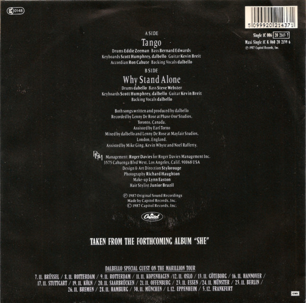 Lisa Dal Bello - Tango | Capitol Records (1C 006-20 2143 7) - 2