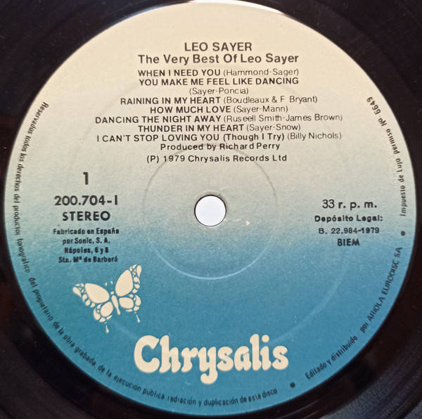 Leo Sayer - The Very Best Of Leo Sayer | Chrysalis (200.704-I) - 3 Leo Sayer - The Very Best Of Leo Sayer | Chrysalis (200.704-I) - 3