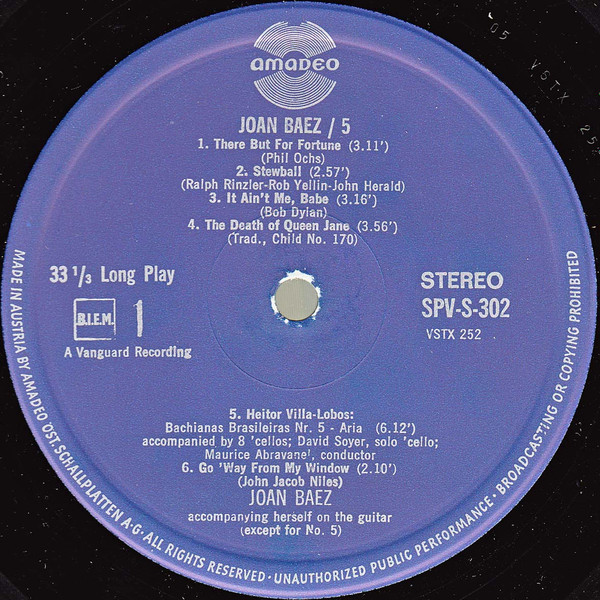 Joan Baez - 5 | Amadeo (SPV-S-302) - 3