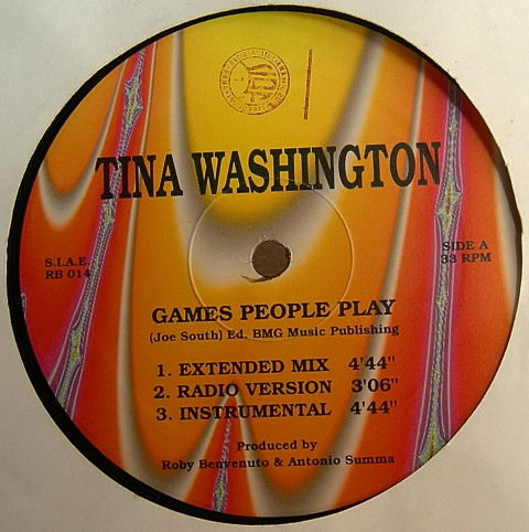Tina Washington - Games People Play / Sailing | Benvenuto Ed. Musicali (RB 014) - main Tina Washington - Games People Play / Sailing | Benvenuto Ed. Musicali (RB 014) - main