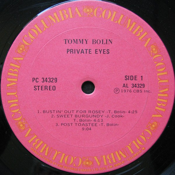 Tommy Bolin - Private Eyes | Columbia (PC 34329) - 3 Tommy Bolin - Private Eyes | Columbia (PC 34329) - 3