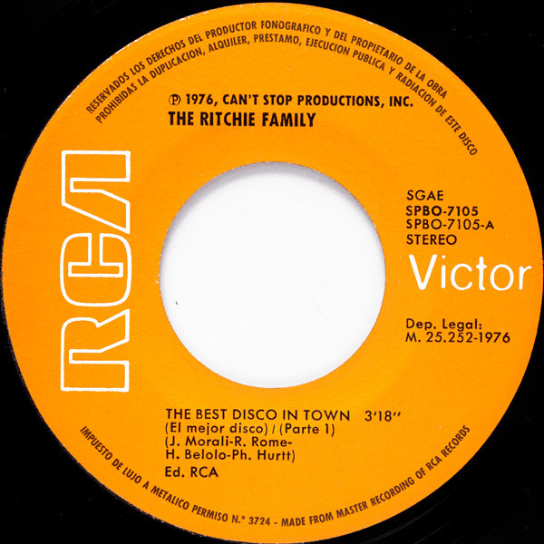 The Ritchie Family - The Best Disco In Town = El Mejor Disco | RCA Victor (SPBO-7105) - 3