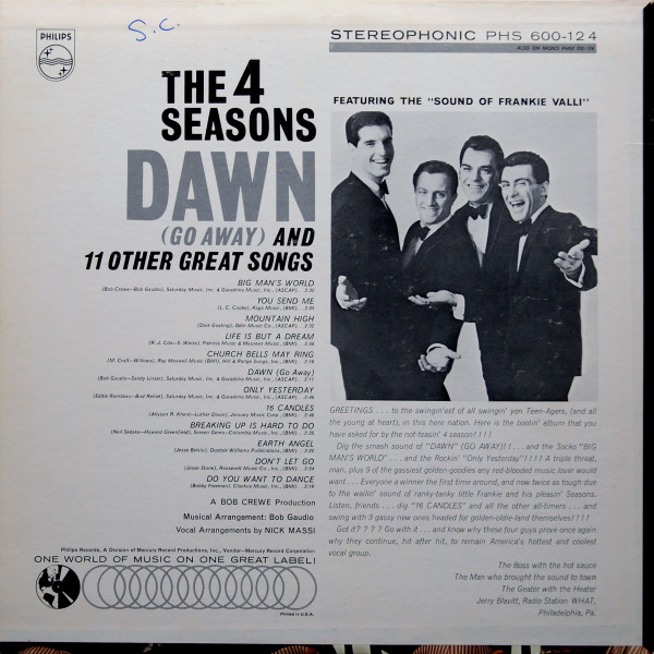 The Four Seasons - Dawn (Go Away) And 11 Other Great Songs | Philips (PHS 600-124) - 2 The Four Seasons - Dawn (Go Away) And 11 Other Great Songs | Philips (PHS 600-124) - 2