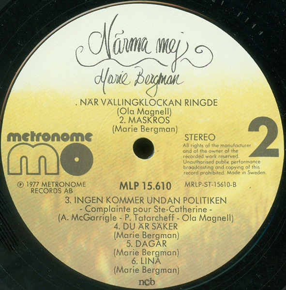 Marie Bergman - Närma Mej | Metronome (MLP 15.610) - 4