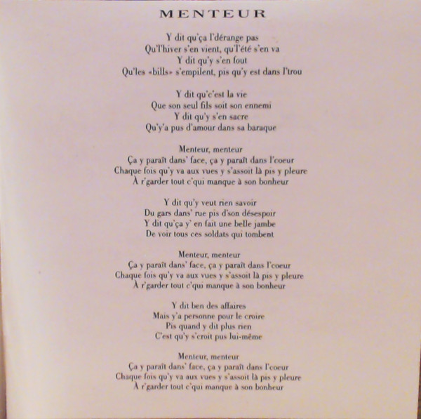 Bourbon Gauthier - Menteur | Disques Double (DOCD-30037) - 3 Bourbon Gauthier - Menteur | Disques Double (DOCD-30037) - 3