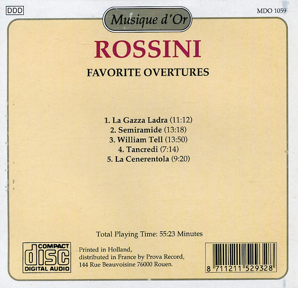 Gioacchino Rossini , Cincinnati Symphony Orchestra , Thomas Schippers - Favorite Overtures | Musique d'Or (MDO 1059) - 3