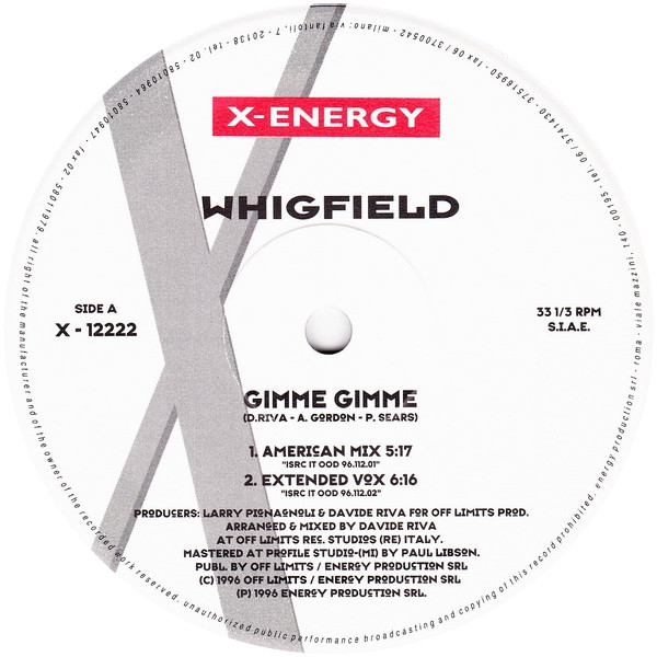 Whigfield - Gimme Gimme | X-Energy Records (X - 12222) - 3