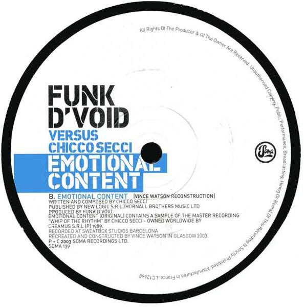 Funk D'Void Versus Chicco Secci - Emotional Content | Soma Quality Recordings (SOMA 139) - 3