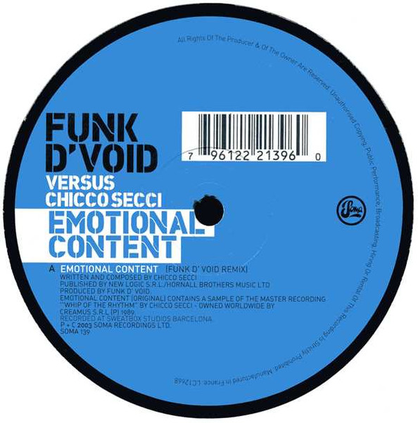 Funk D'Void Versus Chicco Secci - Emotional Content | Soma Quality Recordings (SOMA 139) - 2