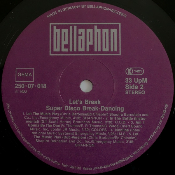 Various - Let's Break - Super Disco Break-Dancing | Bellaphon (250·07·018) - 4 Various - Let's Break - Super Disco Break-Dancing | Bellaphon (250·07·018) - 4