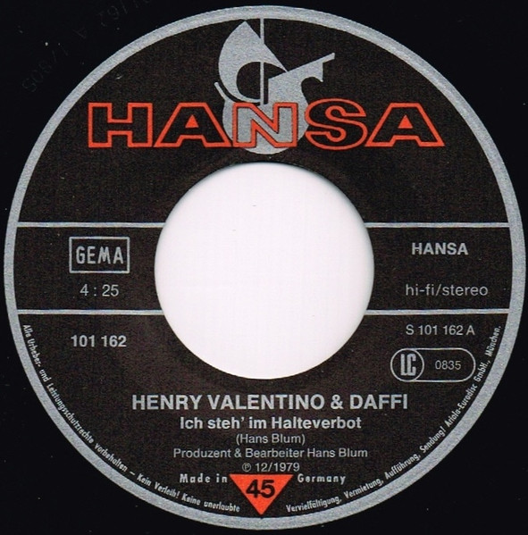 Henry Valentino & Daffi Cramer - Ich Steh' Im Halteverbot | Hansa (101 162) - 3