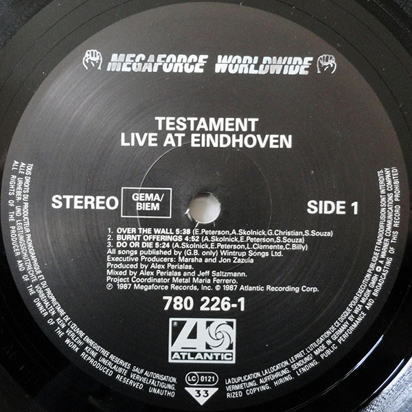 Testament - Live At Eindhoven | Megaforce Records (780 226-1) - 3