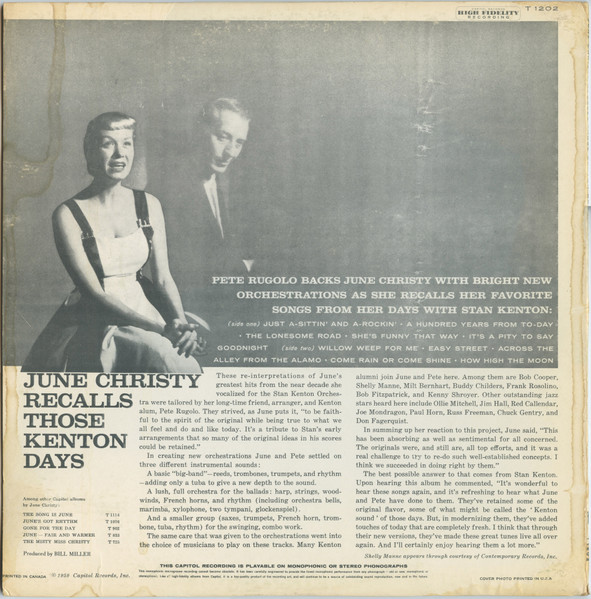 June Christy - June Christy Recalls Those Kenton Days | Capitol Records (T 1202) - 2 June Christy - June Christy Recalls Those Kenton Days | Capitol Records (T 1202) - 2