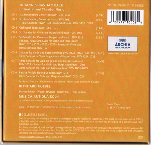 Johann Sebastian Bach , Musica Antiqua Köln , Reinhard Goebel - Brandenburg Concertos - Orchestral Suites • Chamber Music | Archiv Produktion (471656-2) - 2