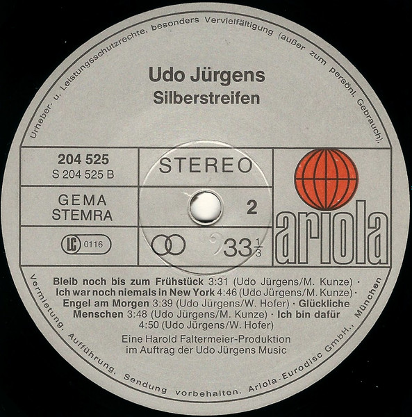 Udo Jürgens - Silberstreifen | Ariola (204 525) - 4 Udo Jürgens - Silberstreifen | Ariola (204 525) - 4