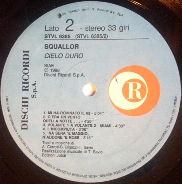Squallor - Cielo Duro | Ricordi (STVL 6385) - 4