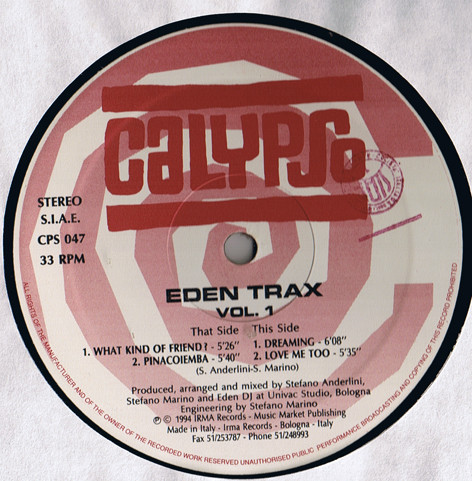 Eden Trax - Vol. 1 | Calypso Records (CPS 047) - main
