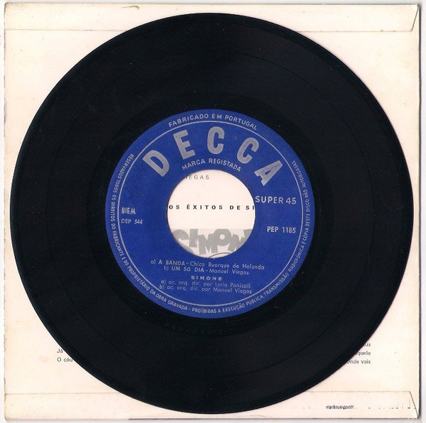 Simone de Oliveira - A Banda / Dia Das Rosas | Decca (PEP 1185) - 3