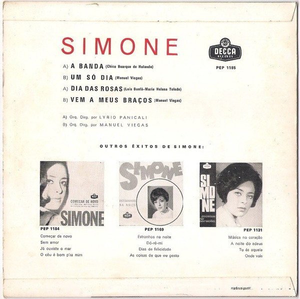 Simone de Oliveira - A Banda / Dia Das Rosas | Decca (PEP 1185) - 2