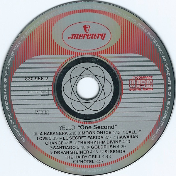 Yello - One Second | Mercury (830 956-2) - 3