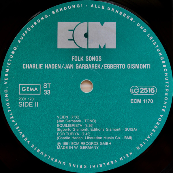 Charlie Haden , Jan Garbarek , Egberto Gismonti - Folk Songs | ECM Records (ECM 1170) - 2 Charlie Haden , Jan Garbarek , Egberto Gismonti - Folk Songs | ECM Records (ECM 1170) - 2