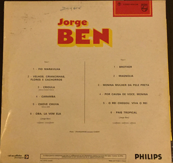 Jorge Ben - Fio Maravilha | Philips (6436 306)