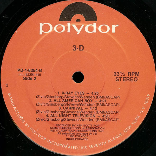 3-D - 3-D | Polydor (2391 445) - 4