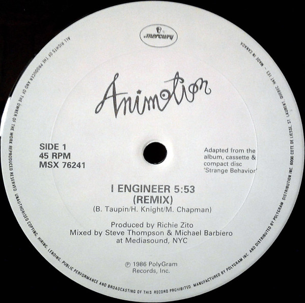 Animotion - I Engineer (12") [Vinyl] | Mercury (MSX 76241) - 3