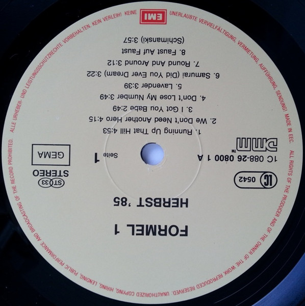Various - Formel Eins - Herbst '85 | EMI (1C 088 26 0800 1) - 3