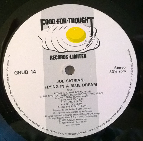 Joe Satriani - Flying In A Blue Dream | Food For Thought Records (GRUB 14) - 3