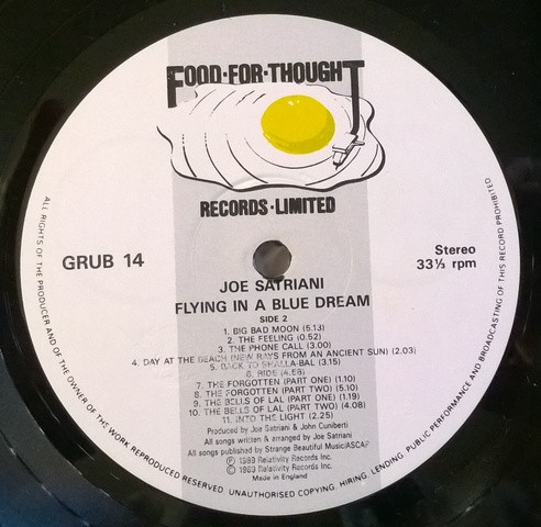 Joe Satriani - Flying In A Blue Dream | Food For Thought Records (GRUB 14) - 4