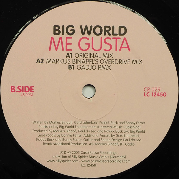 Big World - Me Gusta | Casa Rosso Recordings (CR 029) - main Big World - Me Gusta | Casa Rosso Recordings (CR 029) - main