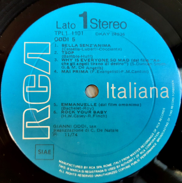 Gianni Oddi - 5 | RCA (TPL1-1101) - 3