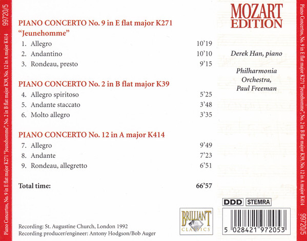 Wolfgang Amadeus Mozart - Piano Concertos No. 9 In E Flat Major K271 "Jeunehomme" / No. 2 In B Flat Major K39 / No. 12 In A Major K414 | Brilliant Classics (99720/5) - 2