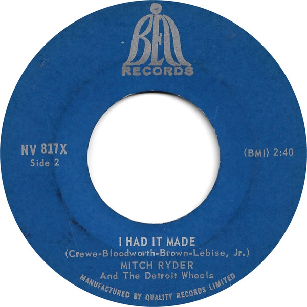 Mitch Ryder & The Detroit Wheels - Devil With A Blue Dress On & Good Golly Miss Molly | Bell Records (NV 817X) - 2