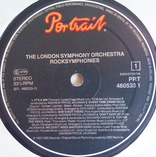 London Symphony Orchestra - Rock Symphonies | Portrait (PRT 460 533 1) - 3