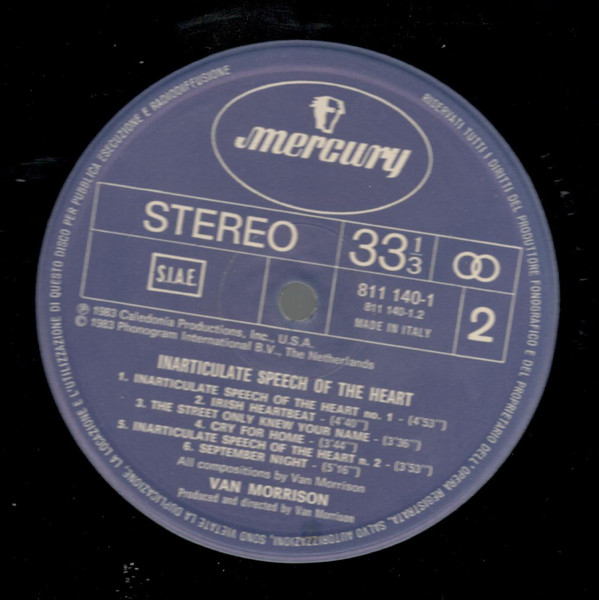 Van Morrison - Inarticulate Speech Of The Heart | Mercury (811 140-1) - 4