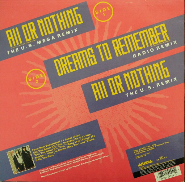 Milli Vanilli - All Or Nothing | Arista (AD1-9924) - 4 Milli Vanilli - All Or Nothing | Arista (AD1-9924) - 4