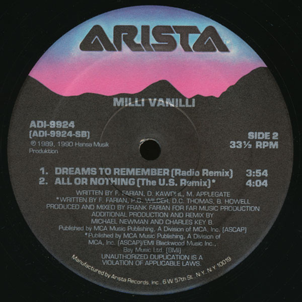 Milli Vanilli - All Or Nothing | Arista (AD1-9924) - 3 Milli Vanilli - All Or Nothing | Arista (AD1-9924) - 3