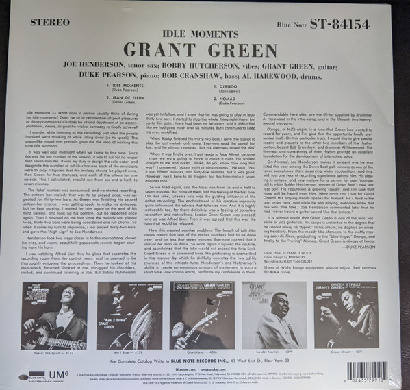 Grant Green - Idle Moments LP | Blue Note (3579910) - 2