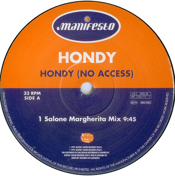 Hondy - Hondy (No Access) | Manifesto (FESX 20) - 3