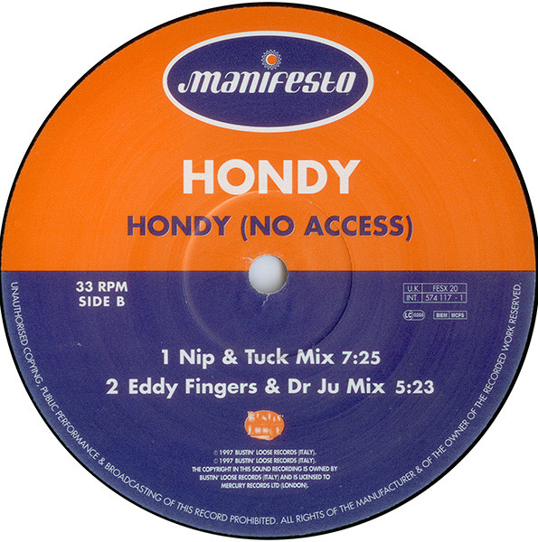 Hondy - Hondy (No Access) | Manifesto (FESX 20) - 4