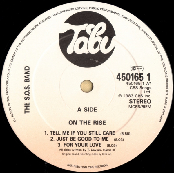 The S.O.S. Band - On The Rise | Tabu Records (TBU 450165 1) - 3
