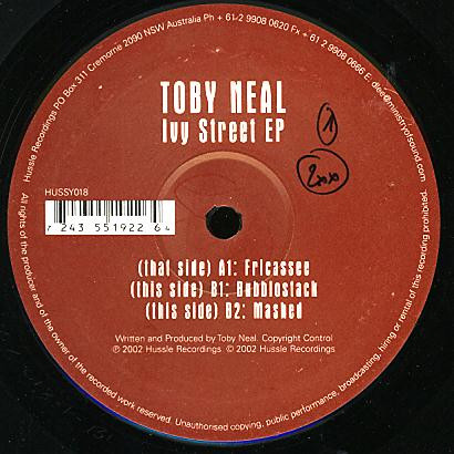 Toby Neal - Ivy Street EP | Hussle Recordings (HUSSY018)