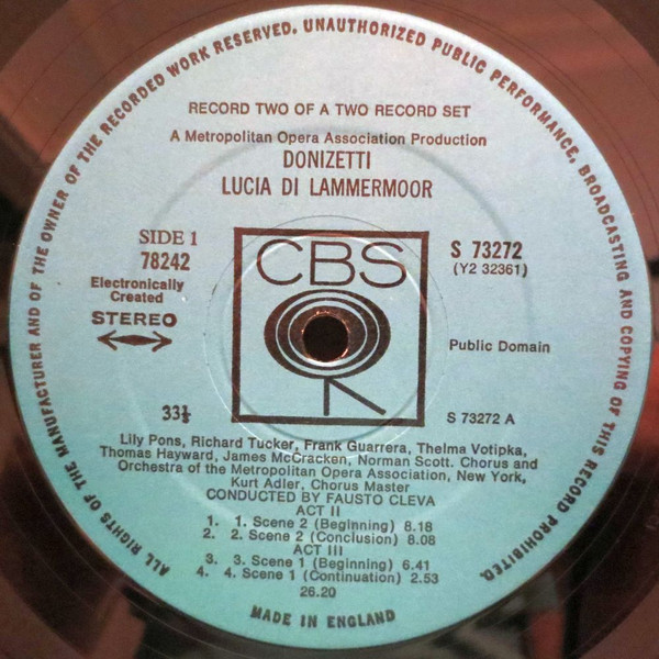 Gaetano Donizetti - Lucia di Lammermoor | CBS (78242) - 3