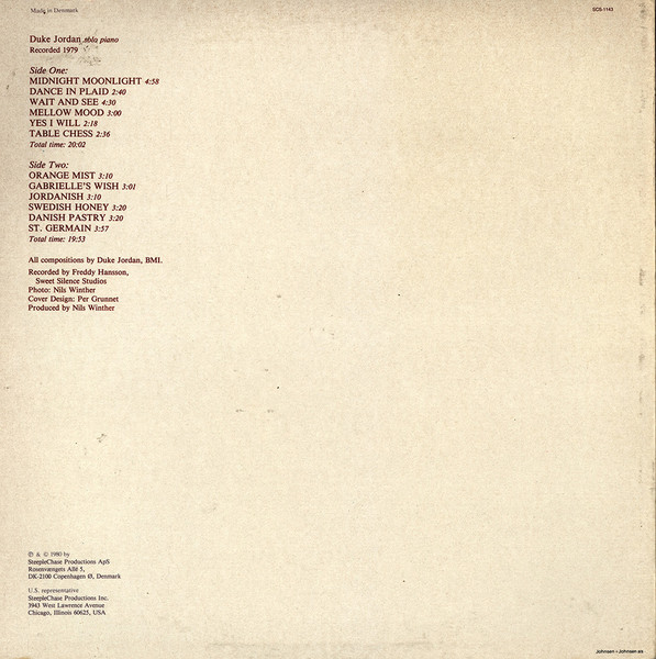 Duke Jordan - Midnight Moonlight | SteepleChase (SCS 1143) - 2
