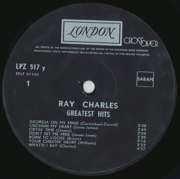 Ray Charles - Greatest Hits | London Crossover (LPZ 517) - 3